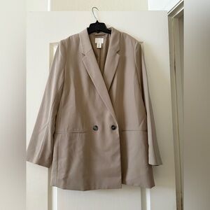H&M Taupe Double-Breasted Blazer